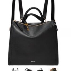 Fossil Black Leather Backpack